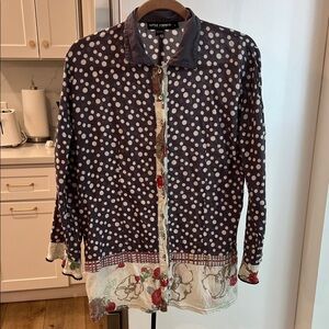 Little journey’s Chicago Polka Dot and Floral Blouse 100% cotton sz L buttons up